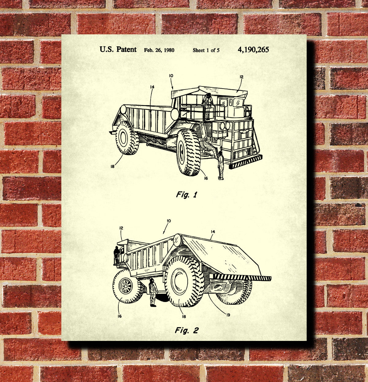 Dump Truck Patent Print Construction Blueprint Mining Poster