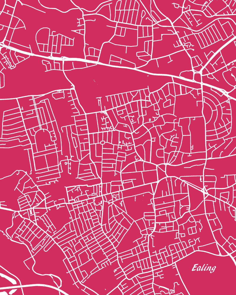 Ealing London City Street Map Print Feature Wall Art Poster 7180P