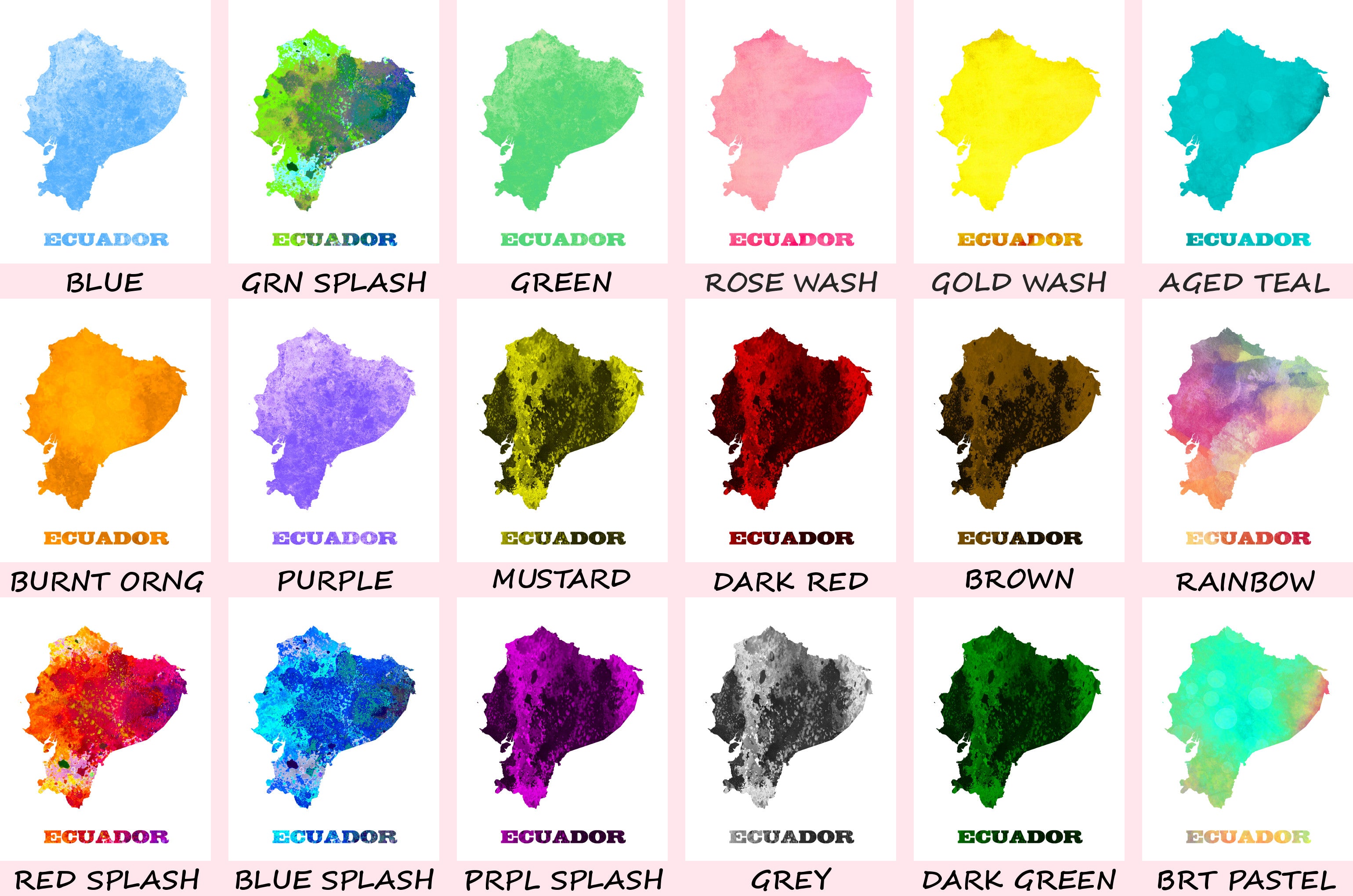 Ecuador Map Print Outline Wall Map of Ecuador