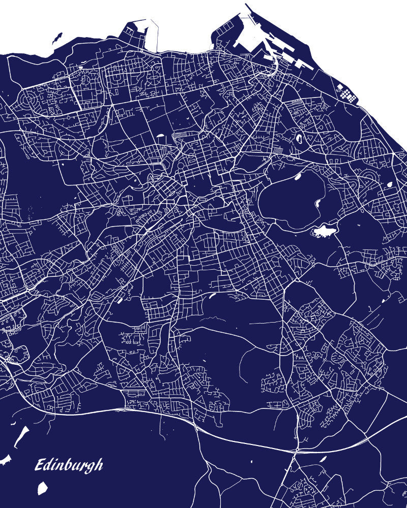 Edinburgh City Street Map Print Modern Art Poster Home Decor - OnTrendAndFab