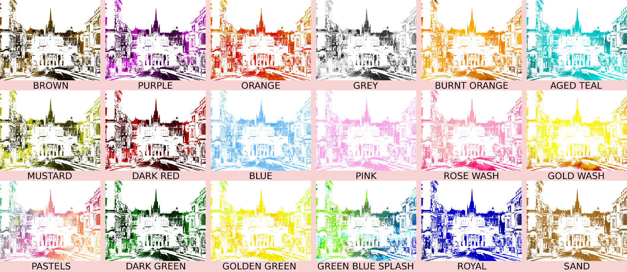 Edinburgh City Skyline Print Feature Wall Art Landscape Poster