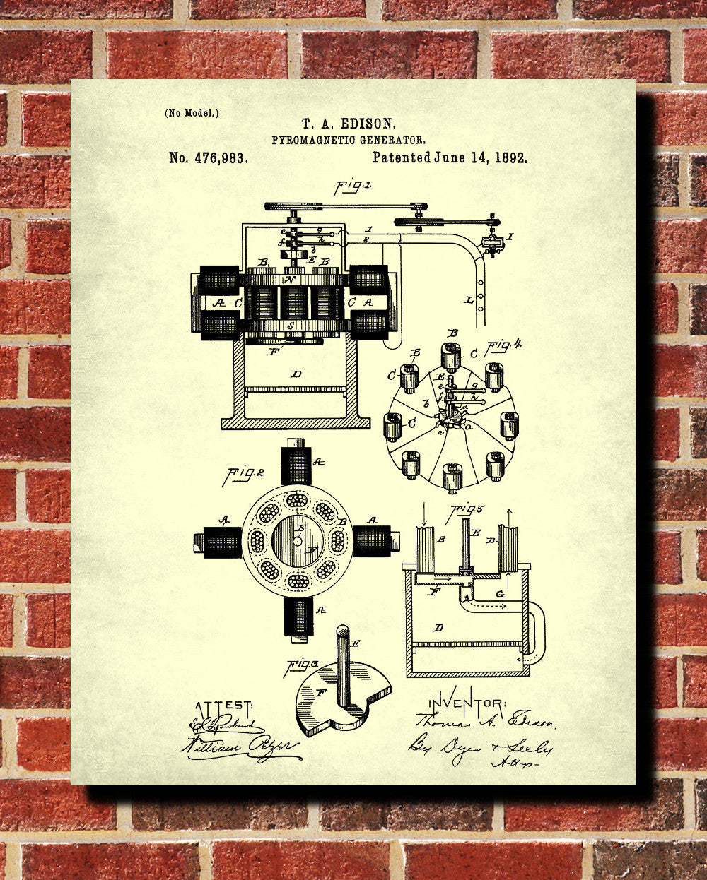 Edison Patent Print Vintage Invention Poster Electrical Blueprint - OnTrendAndFab