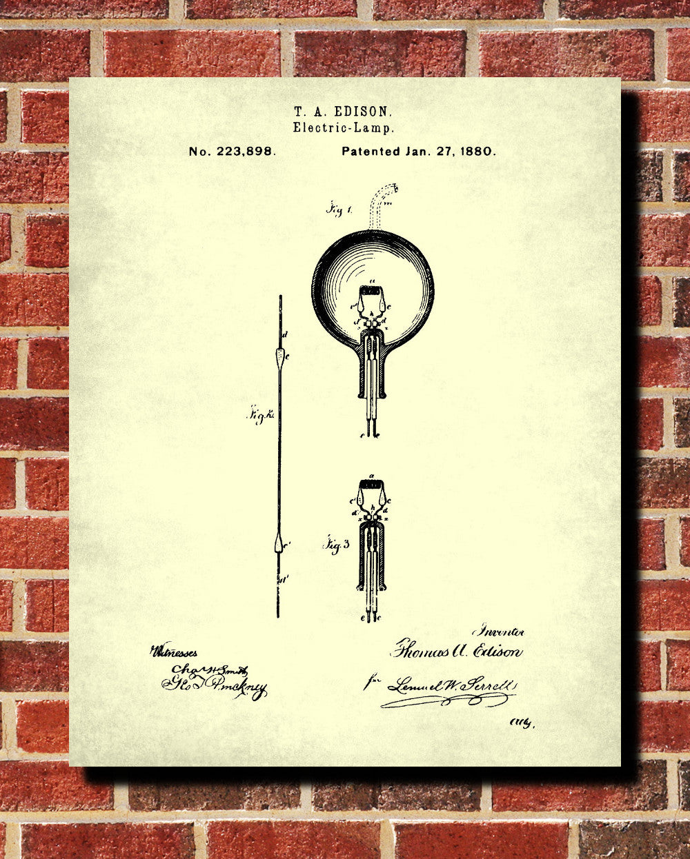 Edison Blueprint Vintage Invention Poster Electrical Patent Print - OnTrendAndFab