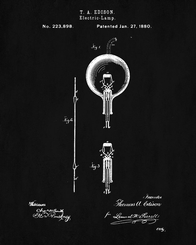 Edison Blueprint Vintage Invention Poster Electrical Patent Print - OnTrendAndFab