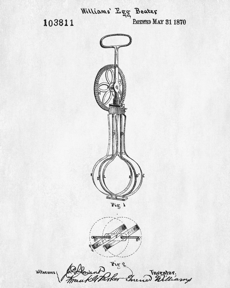 Egg Beater Patent Print Whisk Blueprint Kitchen Poster - OnTrendAndFab