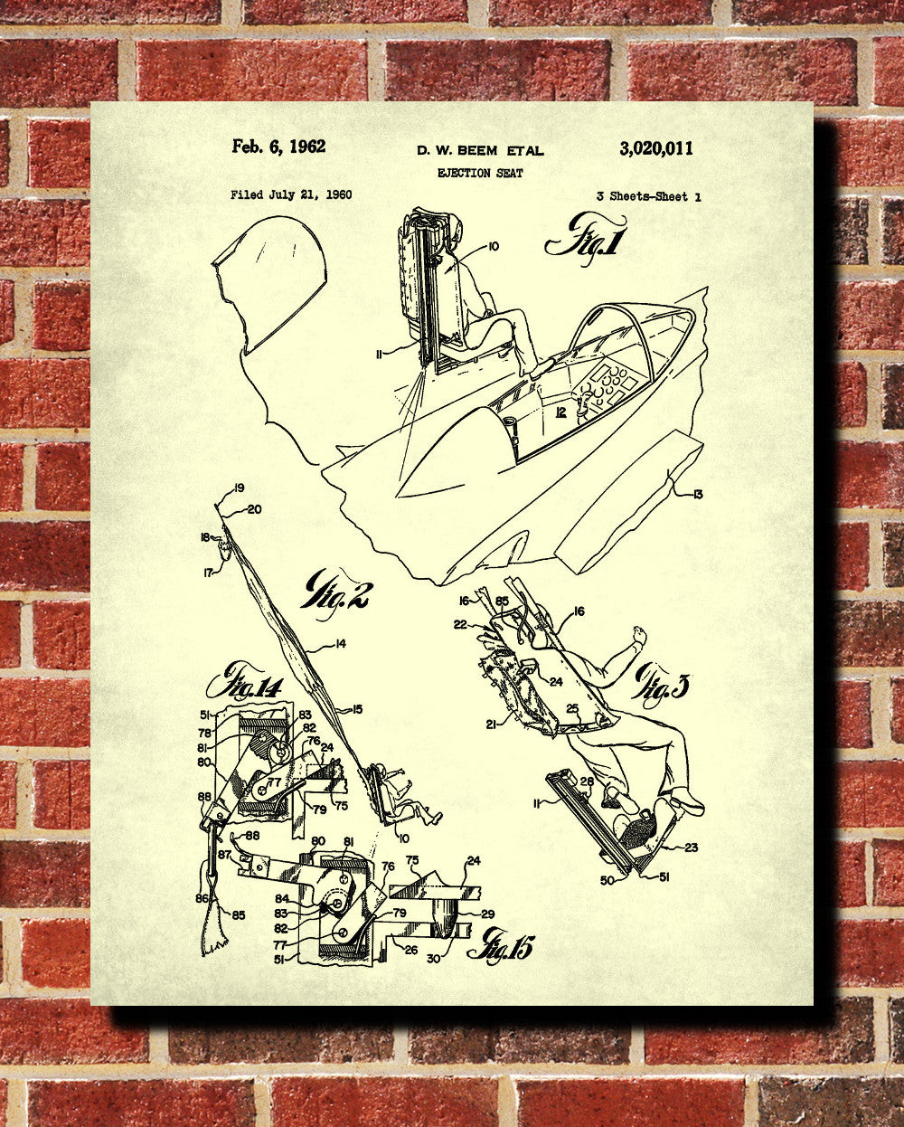 Aircraft Ejector Seat Blueprint Poster Patent Print Wall Art - OnTrendAndFab