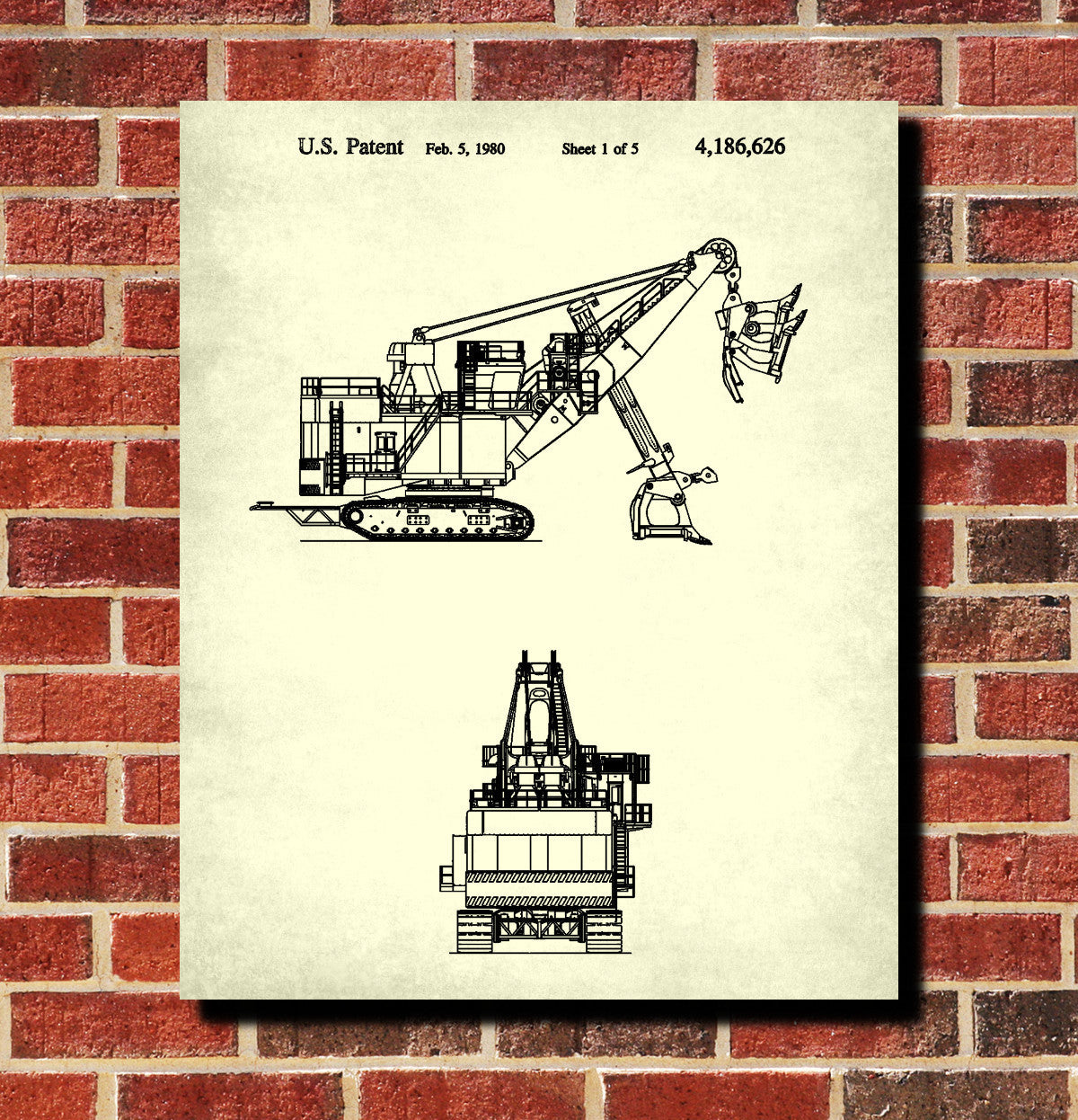 Electric Rope Shovel Patent Print Mining Equipment Poster Gold Rush