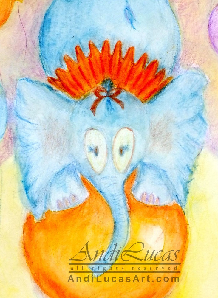 Party Elephant Cute Children's Nursery Wall Art Print