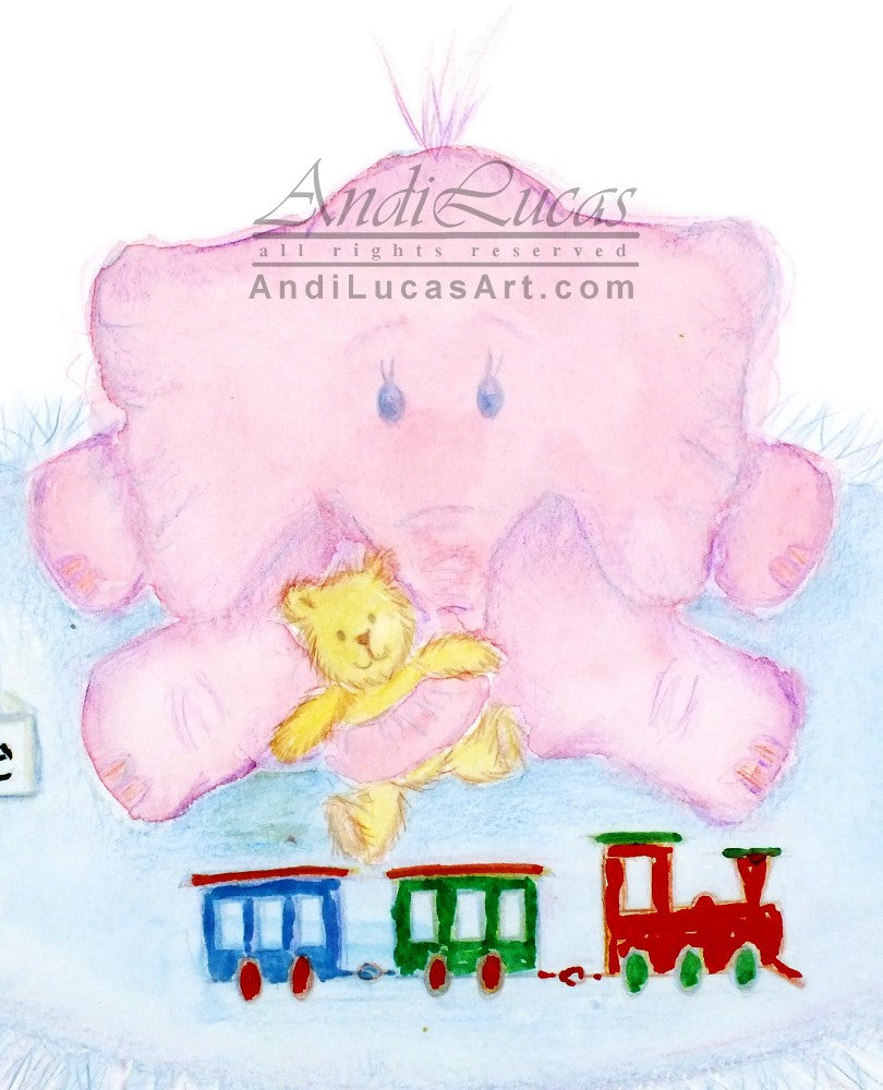 Baby Elephant Cute Children's Nursery Wall Art Print