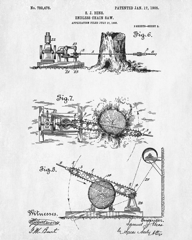 Chainsaw Patent Print Lumberjack Blueprint Print Logging Poster - OnTrendAndFab