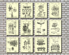 Engine Patent Prints Set 12 Motoring Posters Mechanic Gift
