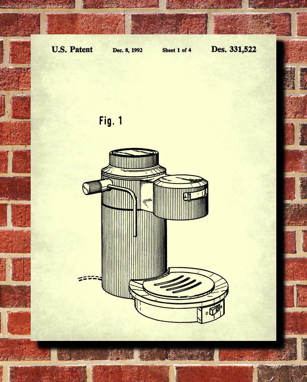 Espresso Patent Print Coffee Blueprint Cafe Kitchen Poster - OnTrendAndFab