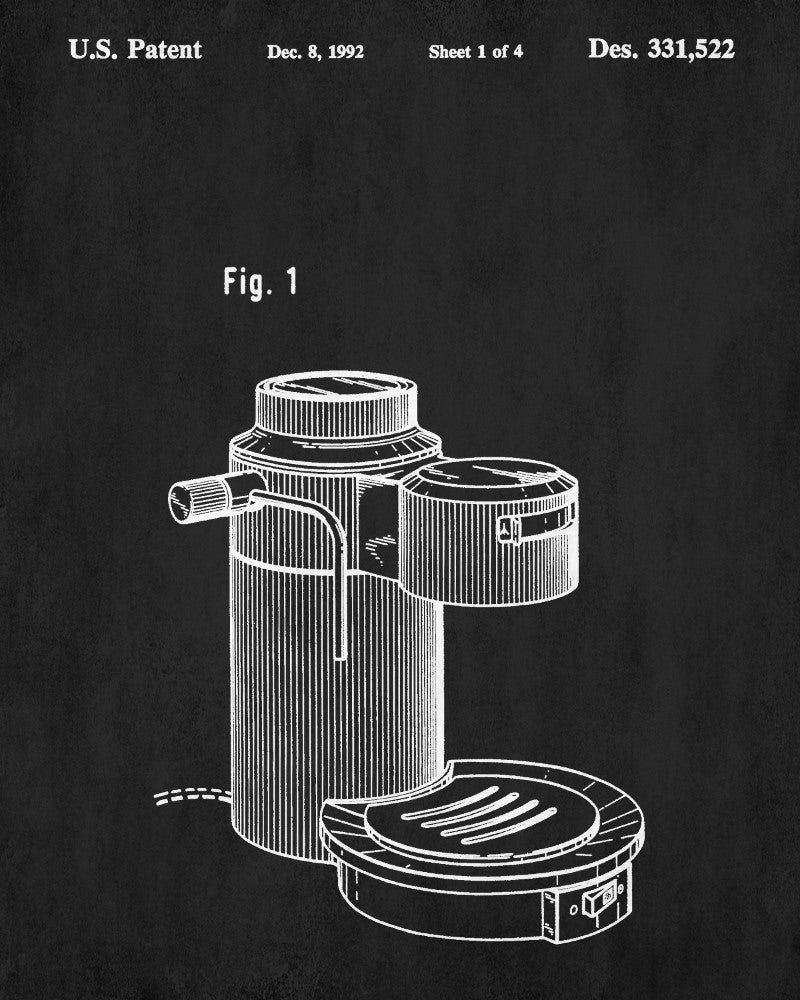 Espresso Patent Print Coffee Blueprint Cafe Kitchen Poster - OnTrendAndFab