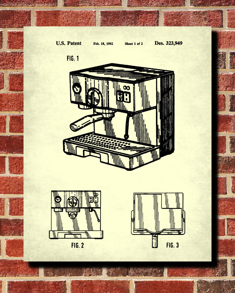 Espresso Machine Patent Print Coffee Blueprint Cafe Kitchen Poster - OnTrendAndFab