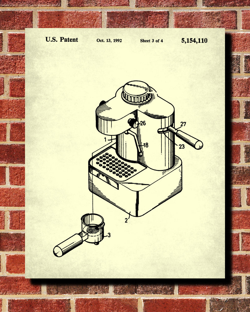 Espresso Machine Blueprint Coffee Patent Print Cafe Kitchen Poster - OnTrendAndFab