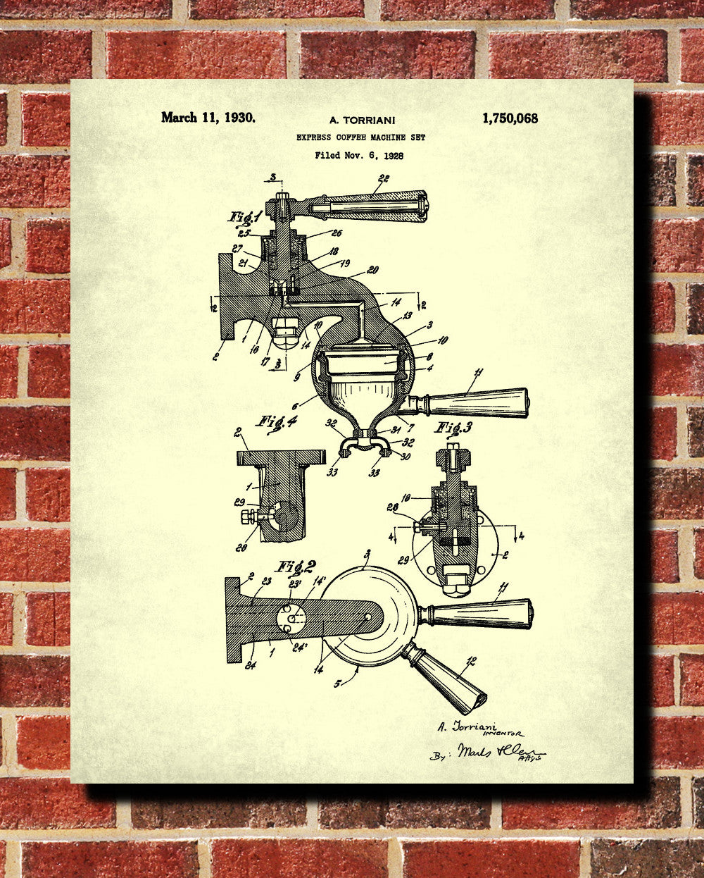 Espresso Machine Blueprint Coffee Patent Print Kitchen Cafe Poster - OnTrendAndFab