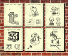 Espresso Patent Prints Set 6 Coffee Posters Cafe Wall Art
