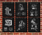 Espresso Patent Prints Set 6 Coffee Posters Cafe Wall Art