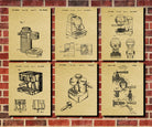 Espresso Patent Prints Set 6 Coffee Posters Cafe Wall Art