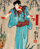 Warriors Battling Female Spirit Japanese Fine Art Print - GalleryThane.com
