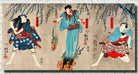 Warriors Battling Female Spirit Japanese Fine Art Print - GalleryThane.com