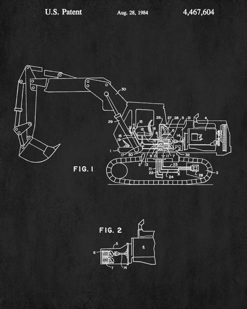 Excavator Patent Print Mining Equipment Poster Klondike Gold Rush