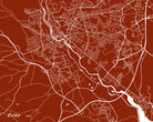 Exeter City Street Map Print Feature Wall Art Poster