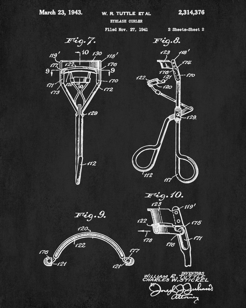 Eyelash Curler Patent Print Salon Blueprint Makeup Beauty Poster