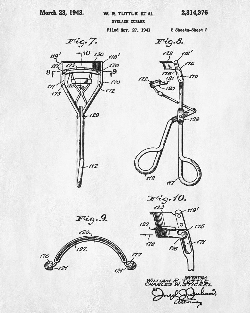 Eyelash Curler Patent Print Salon Blueprint Makeup Beauty Poster