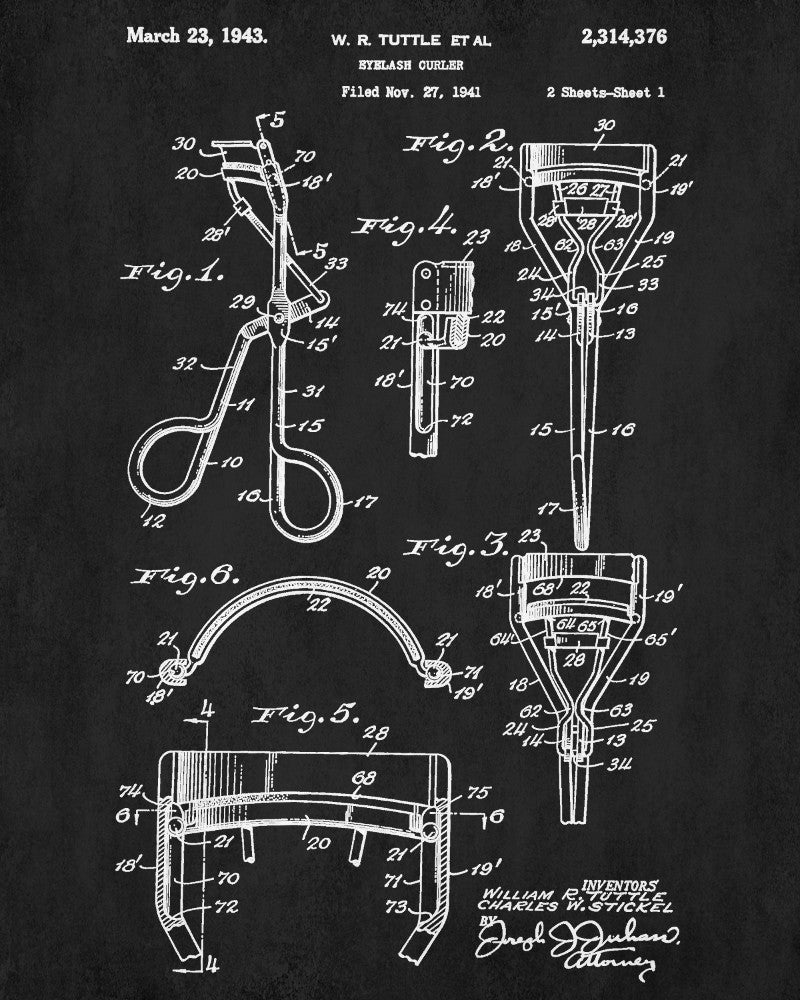 Eyelash Curler Patent Print Salon Blueprint Makeup Beauty Poster