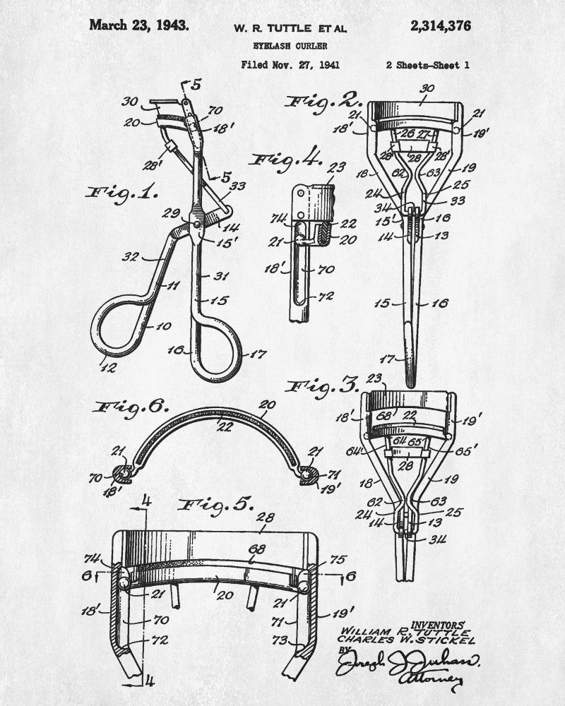 Eyelash Curler Patent Print Salon Blueprint Makeup Beauty Poster