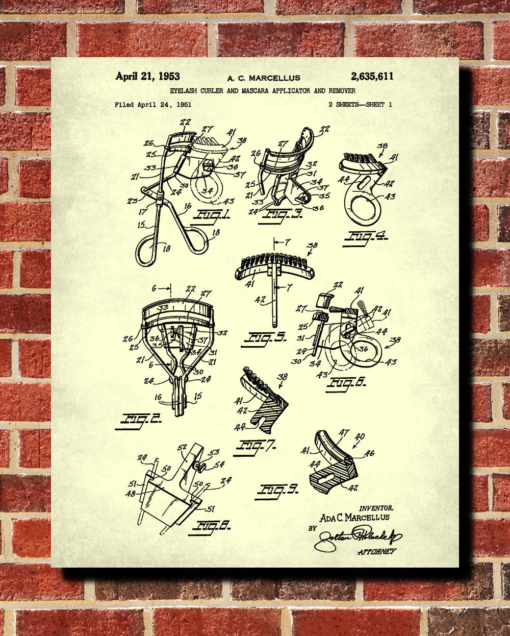 Eyelash Curler Patent Print Salon Blueprint Beauty Poster