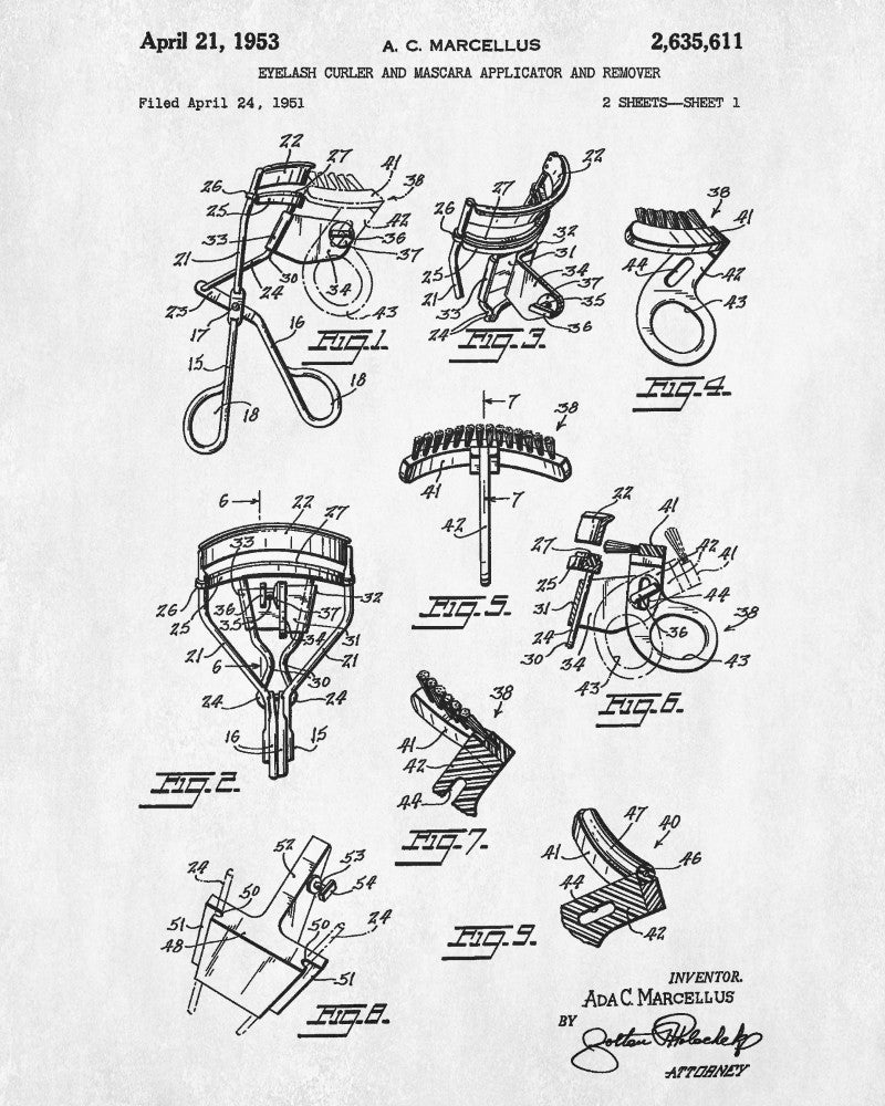 Eyelash Curler Patent Print Salon Blueprint Beauty Poster