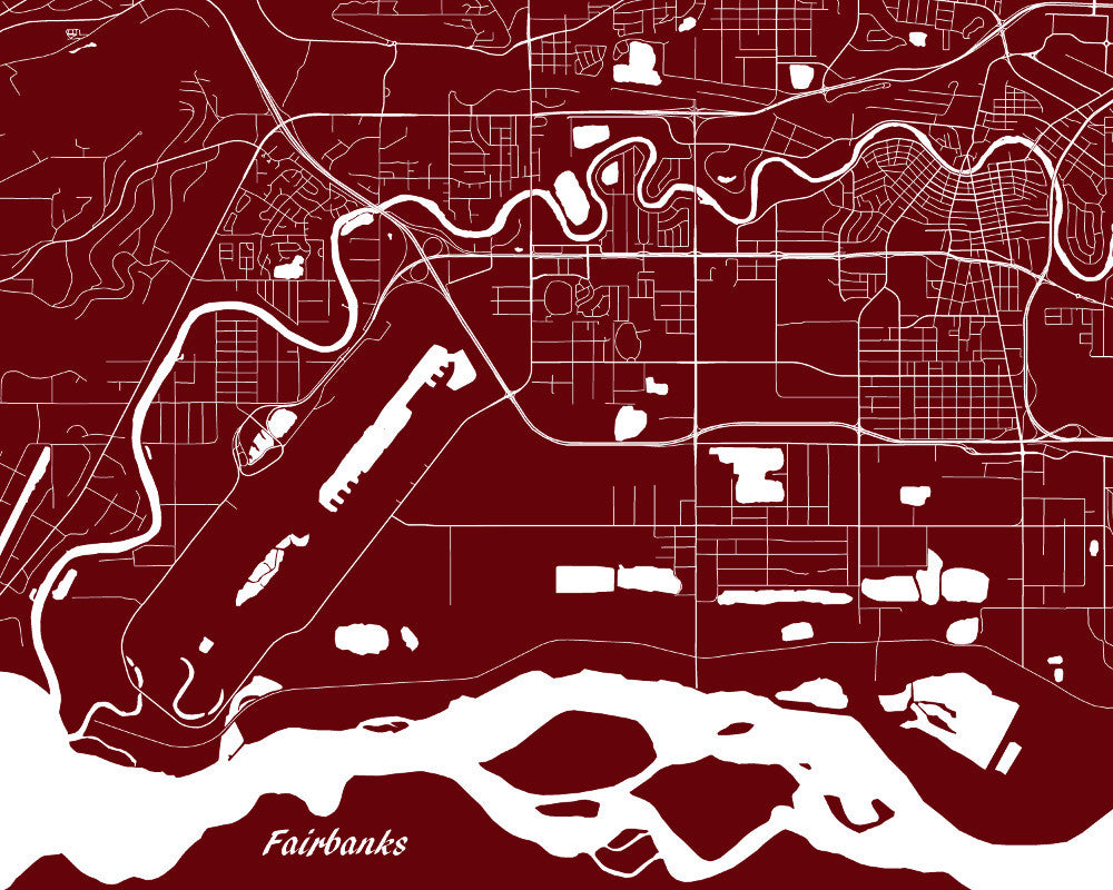 Fairbanks City Street Map Print Custom Wall Map