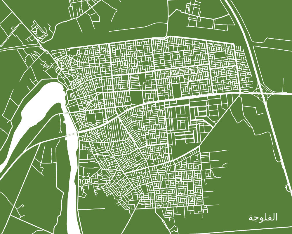Fallujah, Iraq City Street Map Print Feature Wall Art Poster