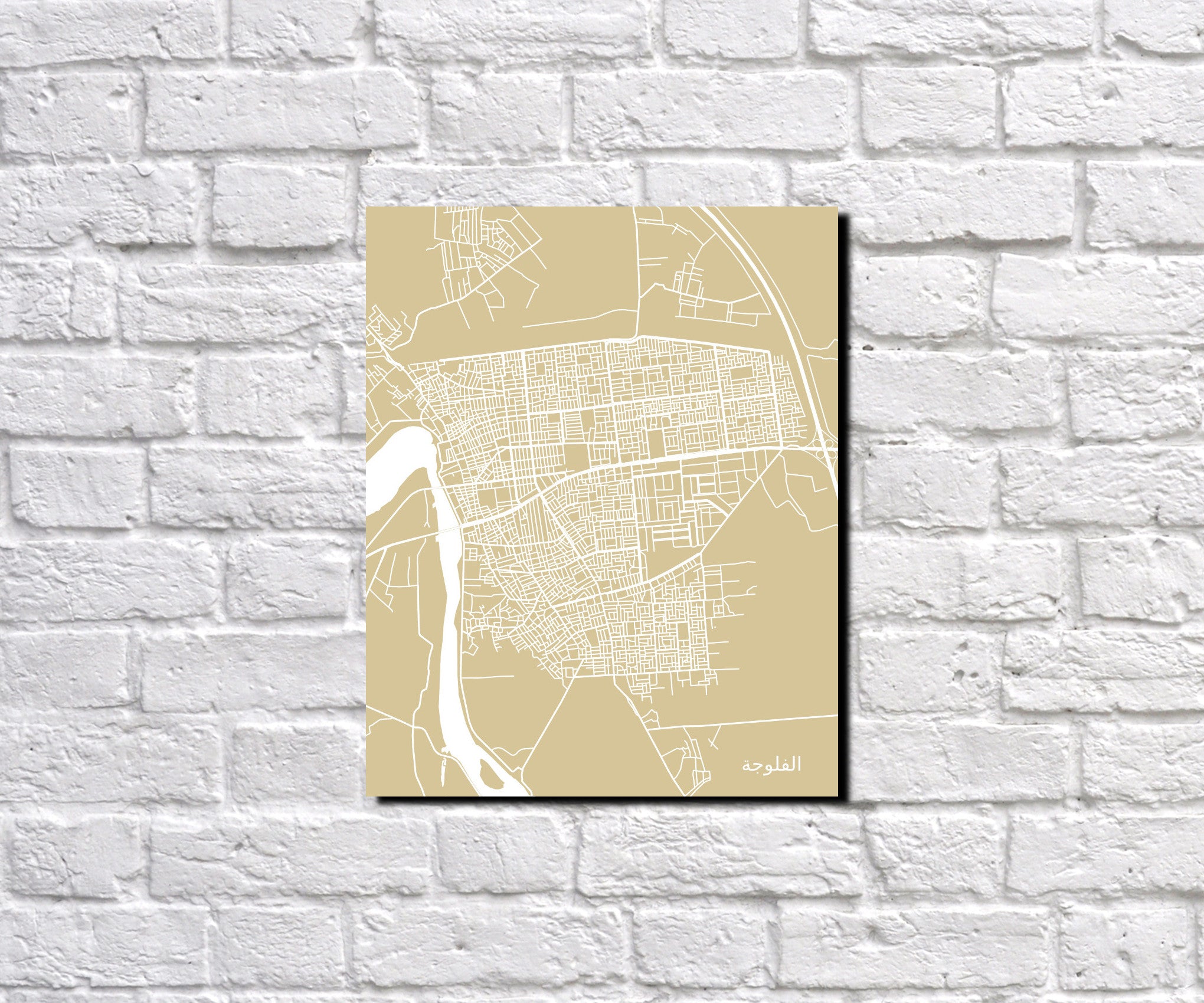 Fallujah, Iraq City Street Map Print Feature Wall Art Poster