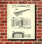 Fender Guitar Blueprint Musical Instrument Patent Print Poster