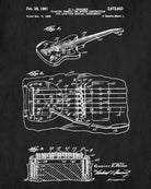 Fender Guitar Blueprint Musical Instrument Patent Print Poster