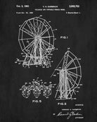 Ferris Wheel Patent Print Carnival Fairground Blueprint Poster