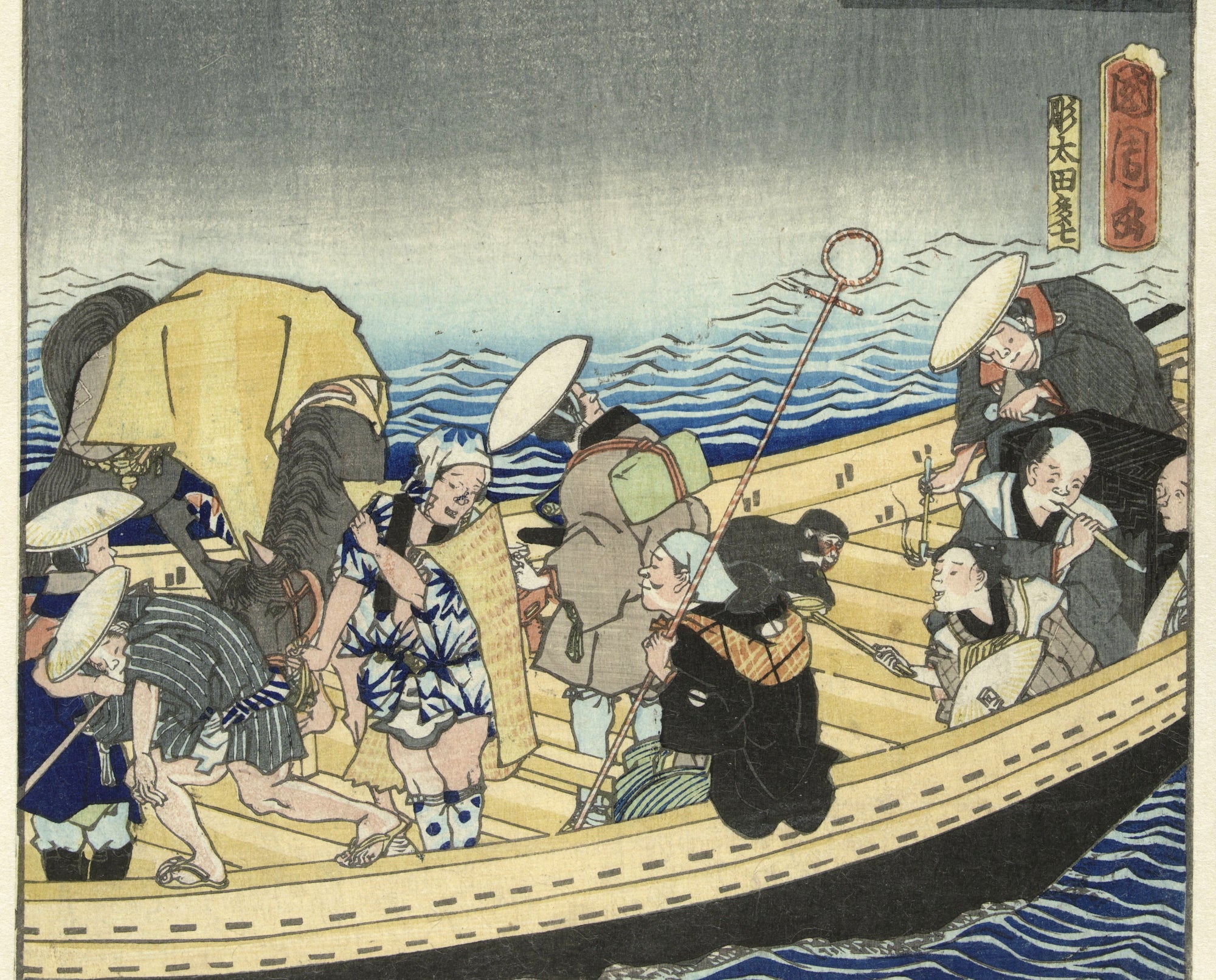 Toyohara Kunichika, Japanese Art Print : Ferry