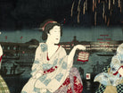 Toyohara Kunichika, Japanese Art Print : fireworks at Ryogoku