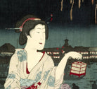 Toyohara Kunichika, Japanese Art Print : fireworks at Ryogoku