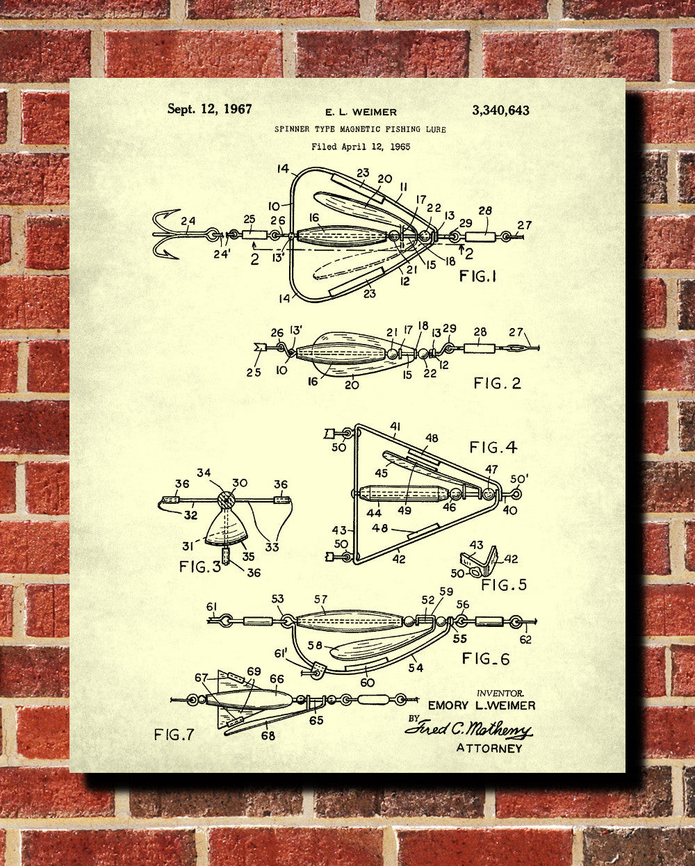 Fishing Lure Patent Print Angling Poster Sports Blueprint