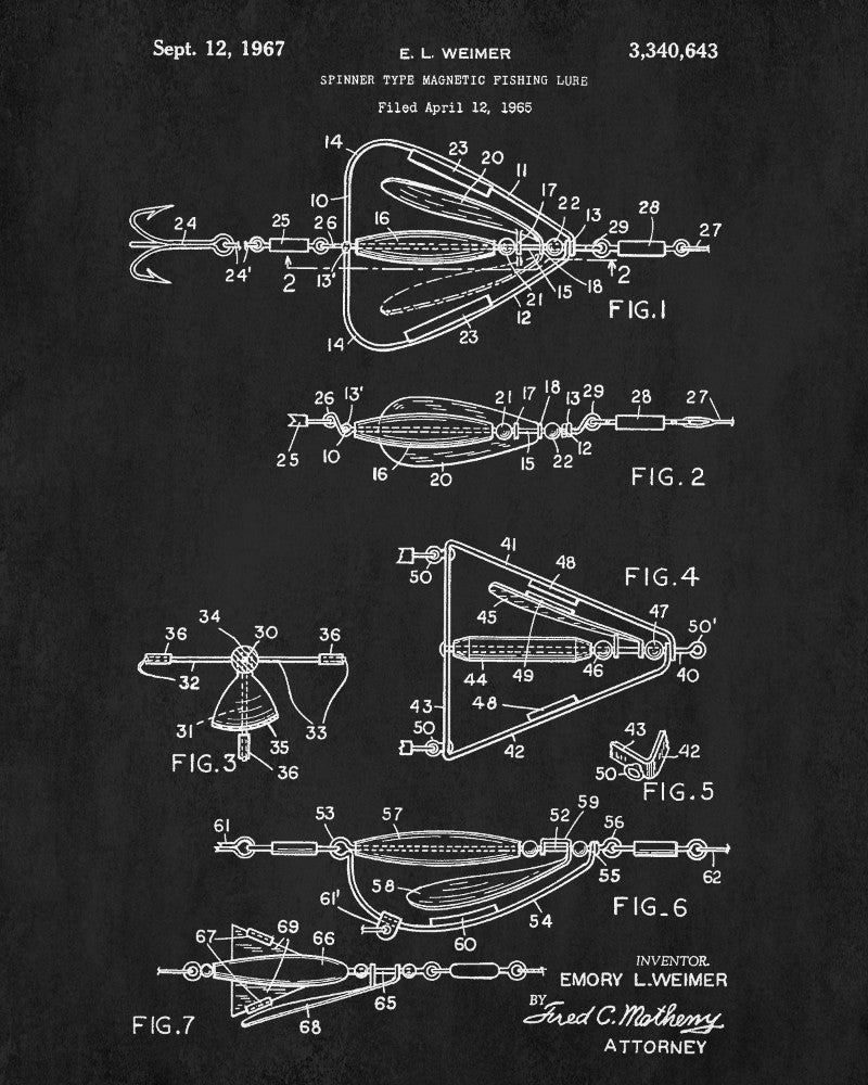 Fishing Lure Patent Print Angling Poster Sports Blueprint