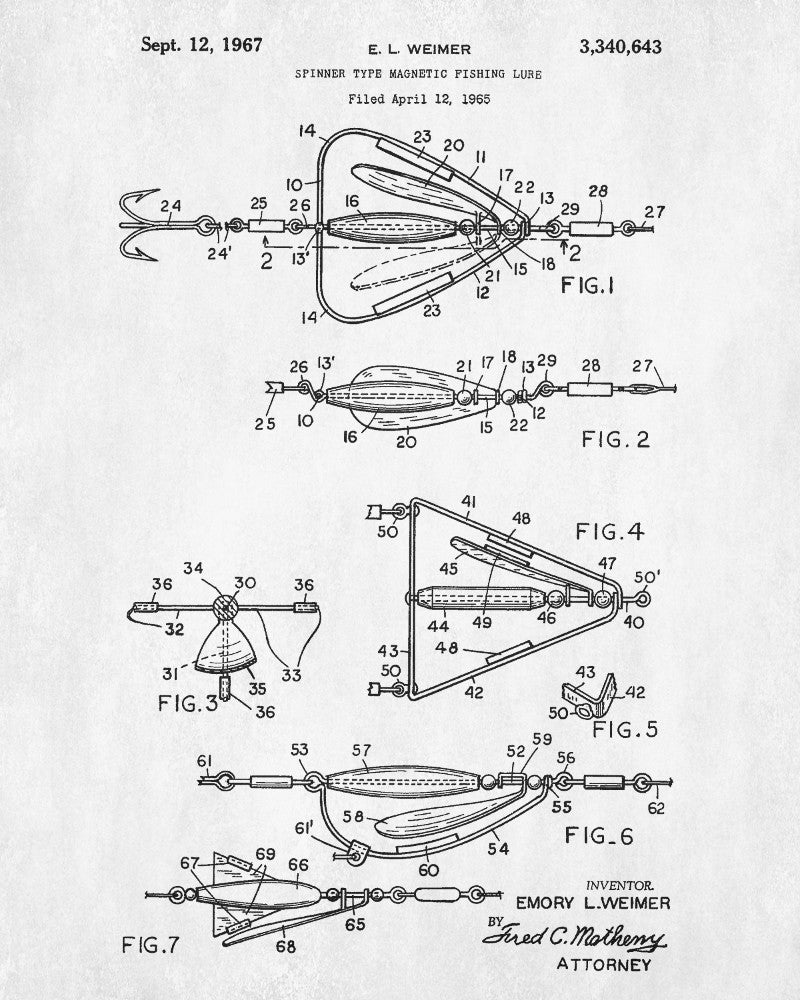 Fishing Lure Patent Print Angling Poster Sports Blueprint