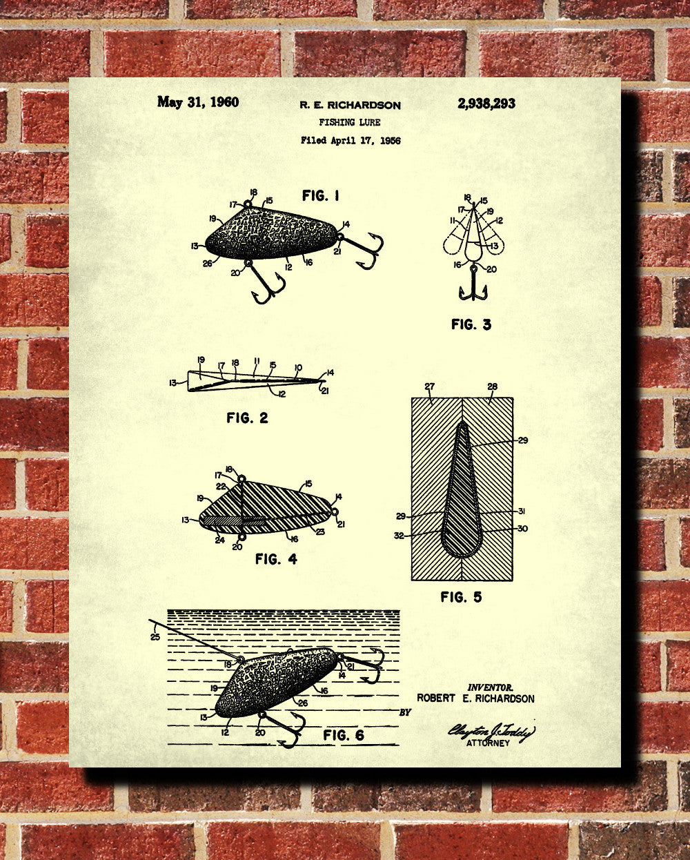 Fishing Lure Blueprint Angling Poster Sports Patent Print