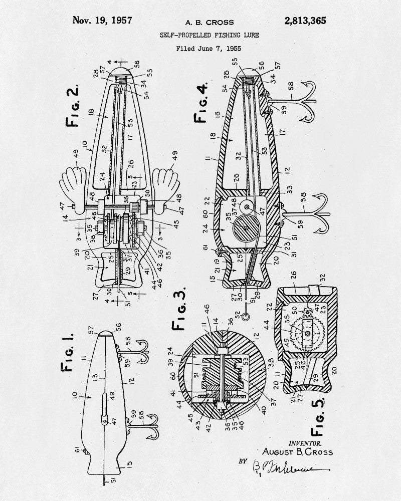 Fishing Lure Patent Print Angling Blueprint Sports Poster