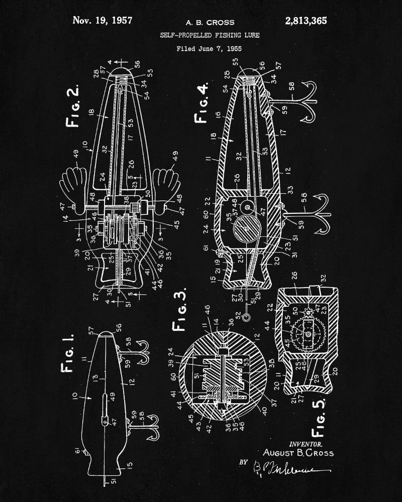 Fishing Lure Patent Print Angling Blueprint Sports Poster