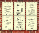 Fishing Lures Patent Prints Set 6 Angling Posters Wall Art