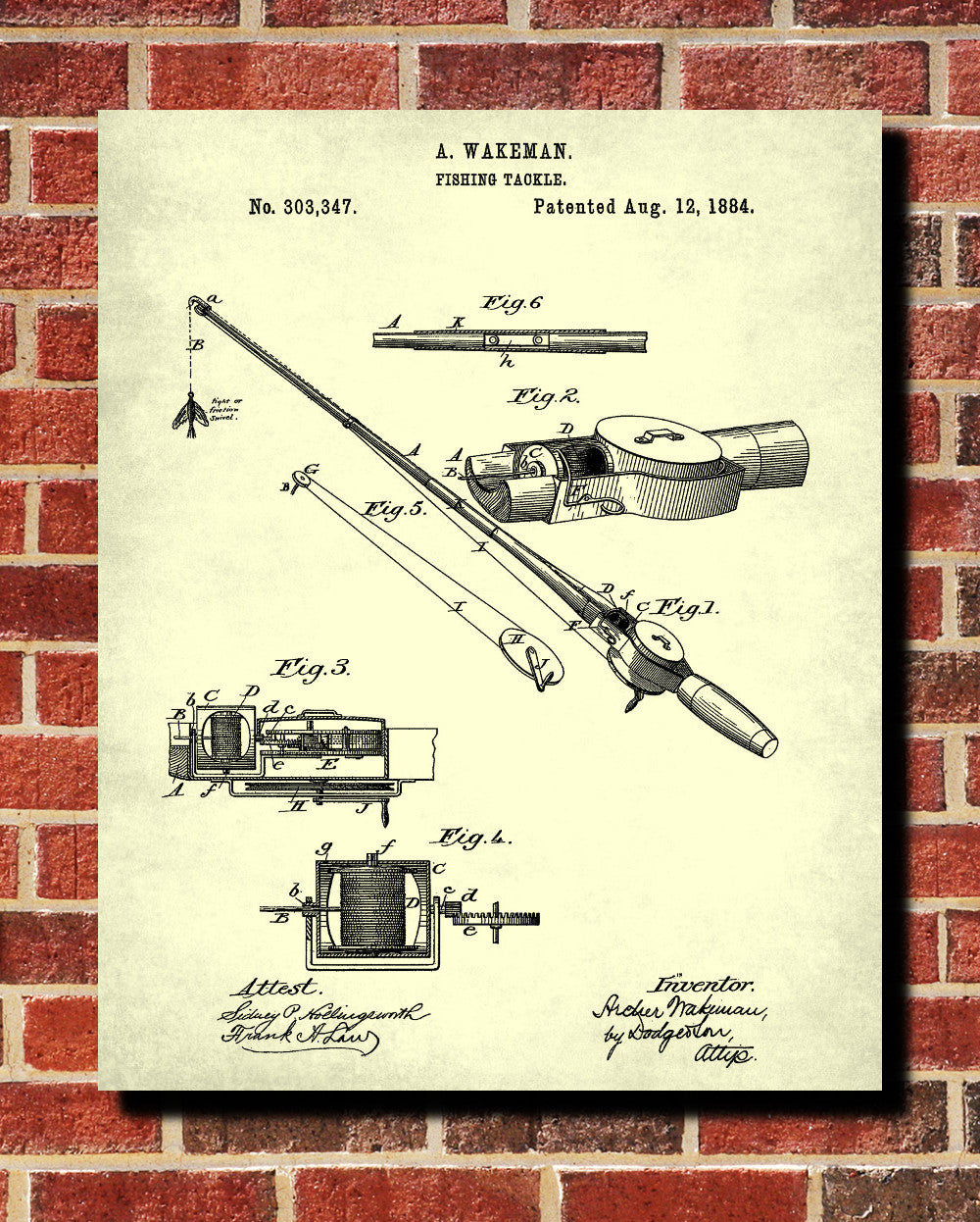 Fishing Rod Patent Print Angling Poster Sports Blueprint